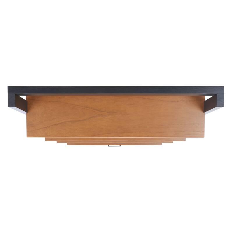 SAFAVIEH Fadime Natural/Charcoal 3-Shelf 1 Door Etagere - 32" W x 15.4" L x 72" H - 32Wx15Dx72H