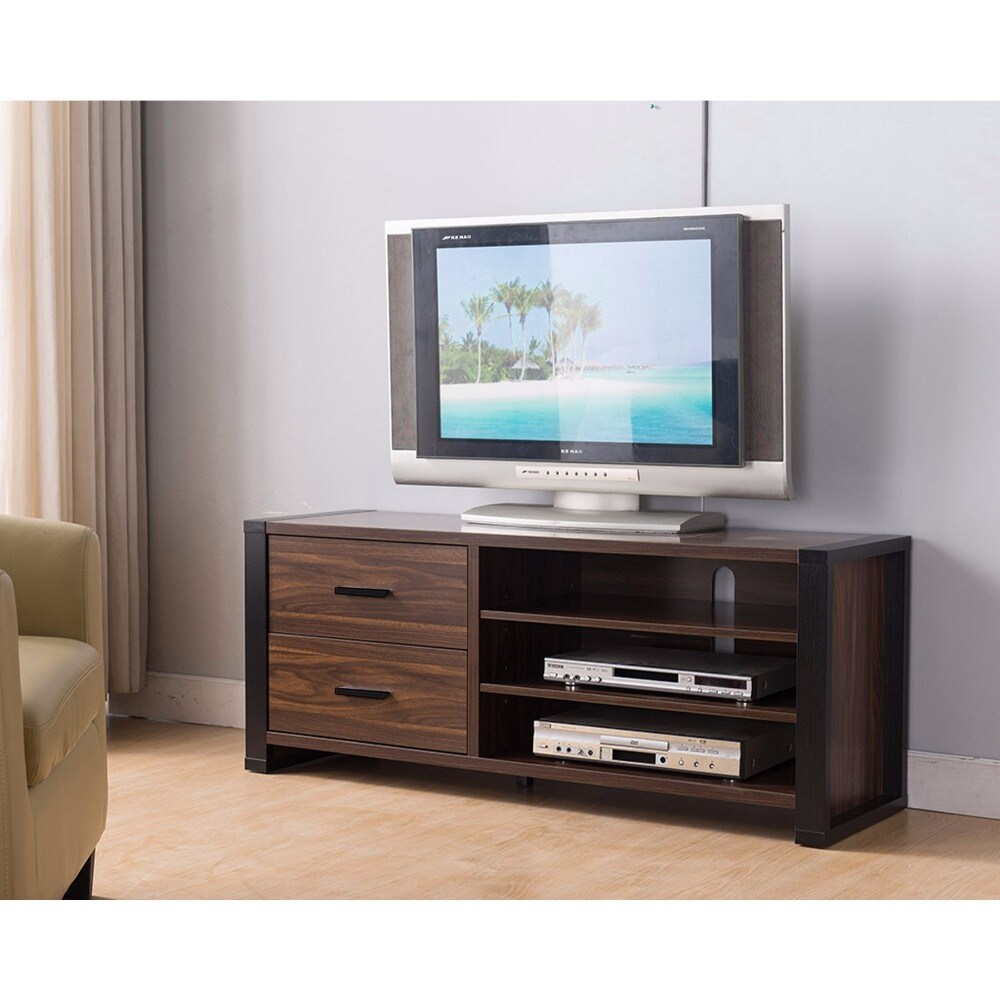 47 Width Tv Stand With Frame Design Legs Black And Dark Brown On Sale Overstock 29448922