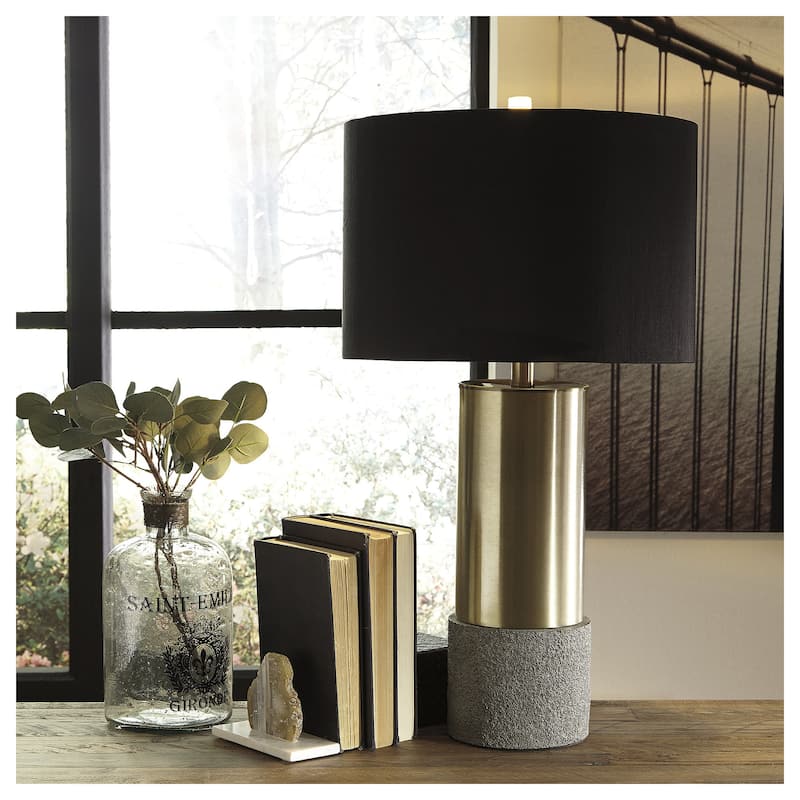 Signature Design by Ashley Jacek Grey Brass-tone and Black Table Lamp (Set of 2) - Gray/Brass/Black