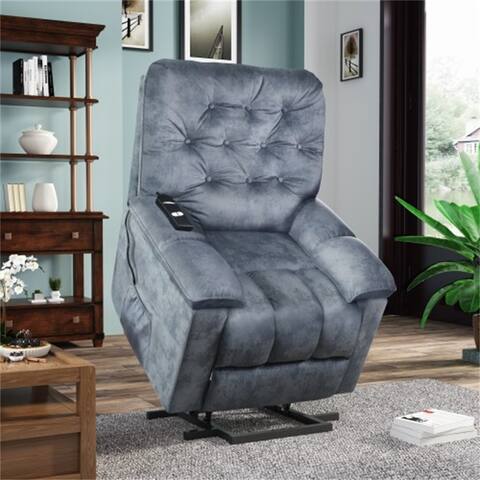 Power Lift Chair Soft Fabric Recliner Living Room Sofa Chair Blue