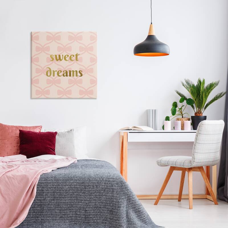 Stupell Pastel Bows & Sweet Dreams Canvas Wall Art Design By Sazerelli Designs