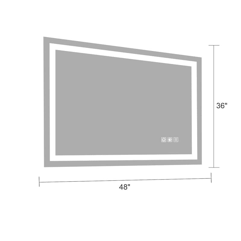 48" x 36" Rectangular Frameless Dimmable Wall Mounted LED Bathroom Vanity Mirror - 48" x 36"