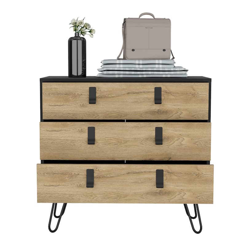 Hairpin Legs Dresser with 3-Drawer Storage for Bedroom