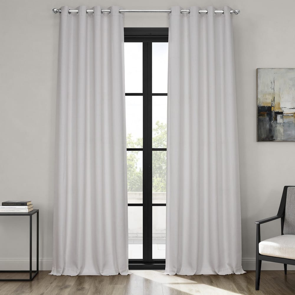 Exclusive Fabrics Grommet Textured Faux Linen Room Darkening Curtains for Bedroom & Living Room Curtains (1 Panel)