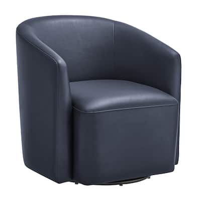 Leather Swivel Barrel Chair 30 Inch Compact 360 Degree