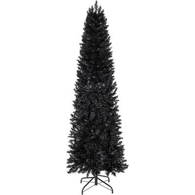 6ft Pre-Lit Black Pencil Christmas Tree with 250 Color Changing LED Lights