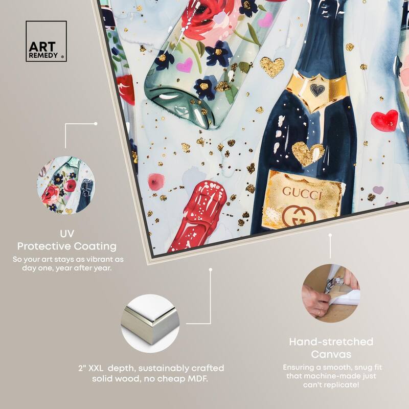 Fun Floral Champagne Canvas by Art Remedy