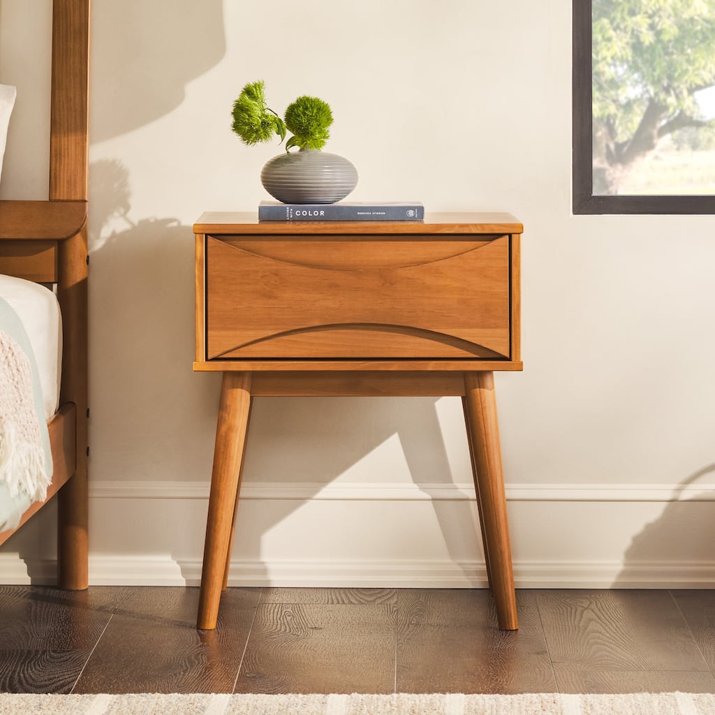 Walker Edison Mid-Century Curved-Drawer Nightstand