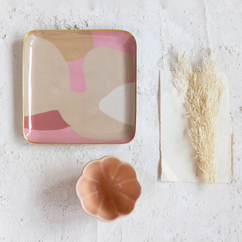 Abstract Enameled Metal Trays