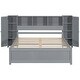 preview thumbnail 11 of 28, Full Size Platform Bed with Storage Headboard, 3 Shelves, 2 Side Lockers, Solid Pine Wood Frame, No Box Spring Required, Grey