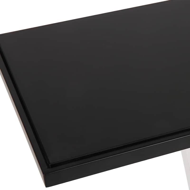 Glass Top Accent Table with Angular Leg - 22.75" - Black and Clear