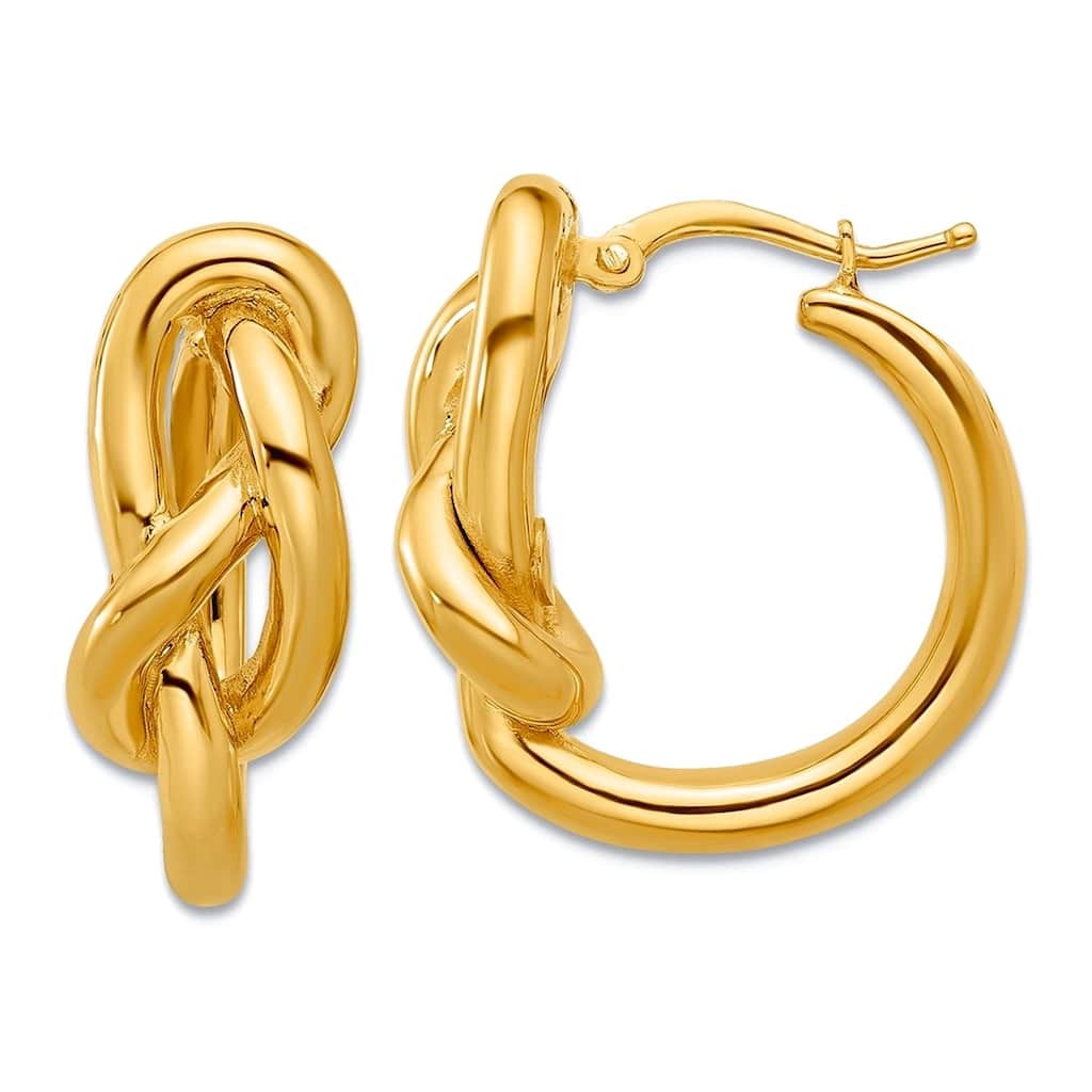 Curata Solid 18k Yellow Gold Italian 23mm Infinity Knot Round Hoop Earrings