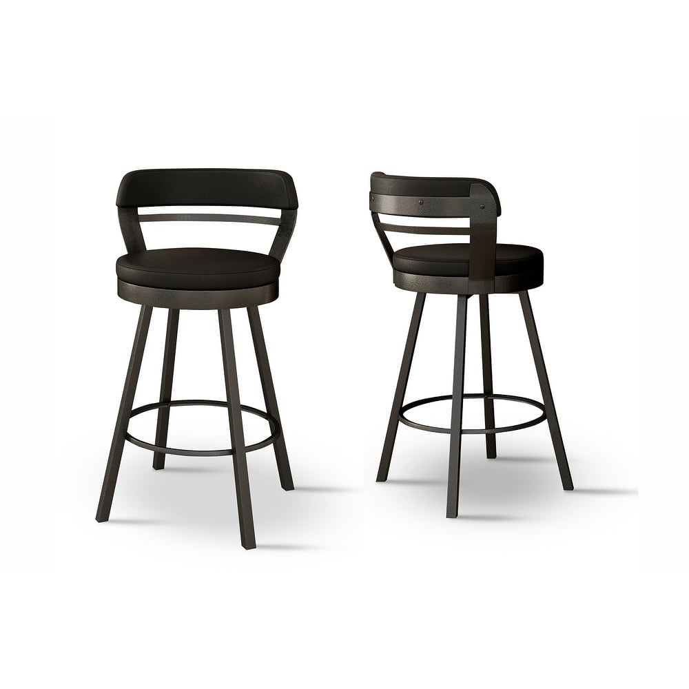 Tempo Furniture Akron Swivel 26" Counterstools/30" Barstools Palladium Gray Powder Coat Finish (Set of 2) by Furnish Theory