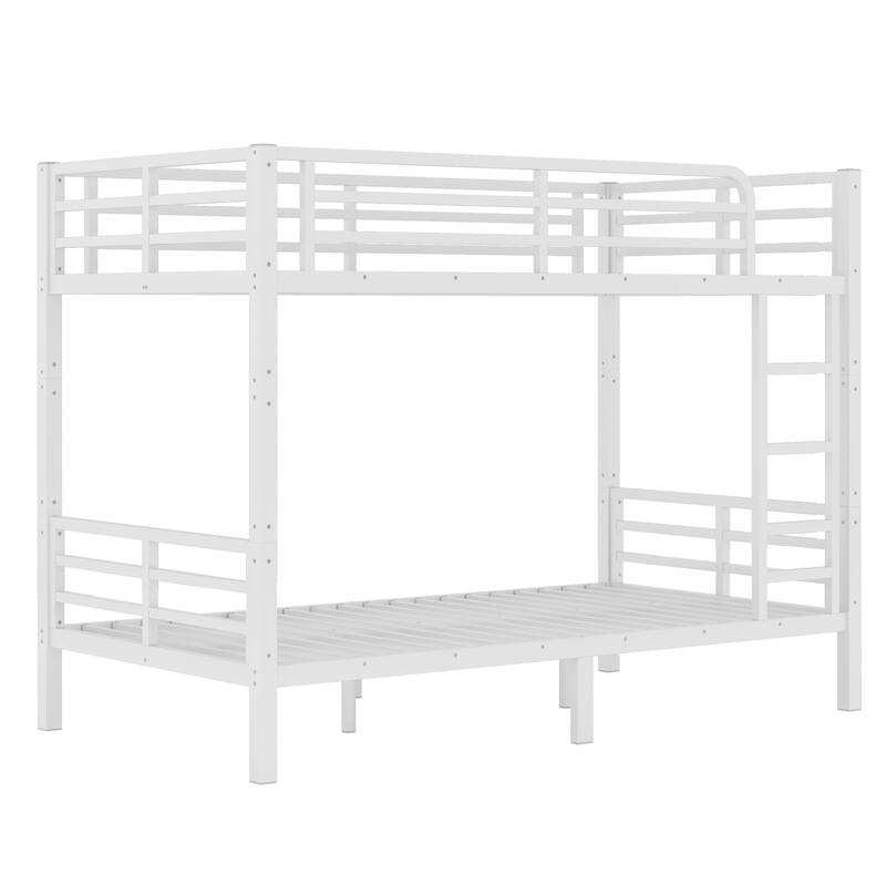 Twin XL over Twin XL Metal Bunk Bed for Teens and Adults, Space-Saving/Noise Reduced, White