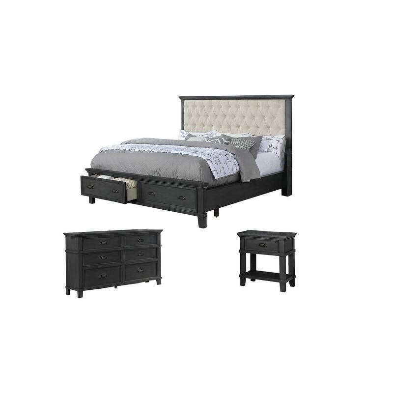 Best Quality Furniture Sandy 3-Piece Bedroom Set - Cappuccino - Queen