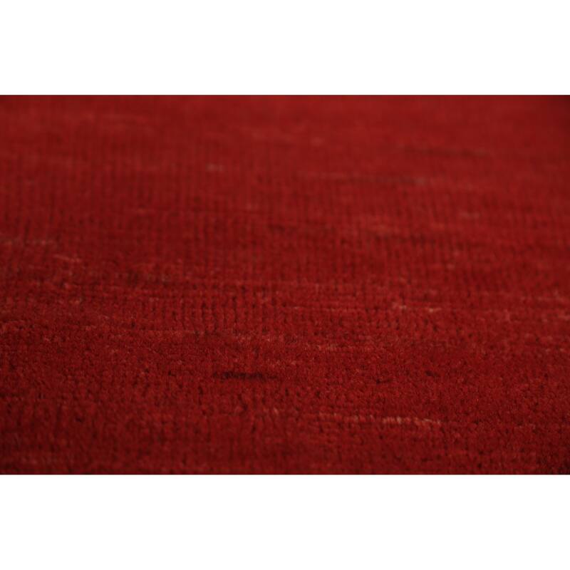 Red Gabbeh Rug Hand-Knotted Oriental Wool Carpet - 3'9" x 5'8"