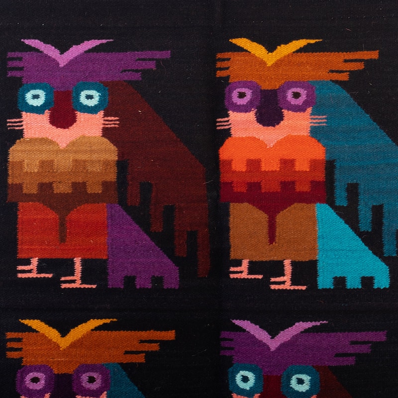 Novica Handmade Owl Night Wool And Cotton Blend Tapestry