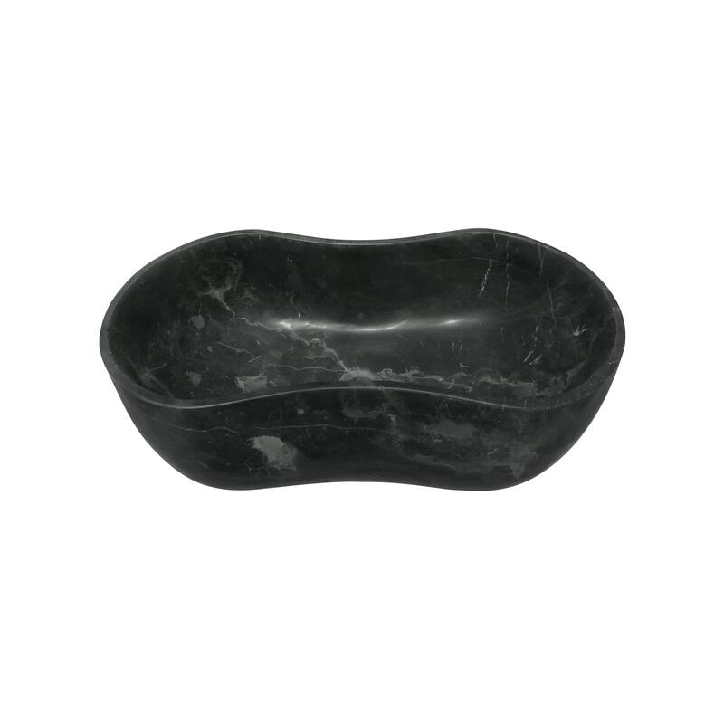 Roomfitters Marble Bathroom Vessel Sink, Natural Stone Countertop Wash Basin, Organic Wavy Vanity Bowl, Matte Finish, Dark Grey