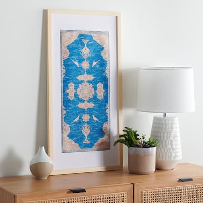 SAFAVIEH Kamuran 29-inch Blue/Pink Framed Textile Wall Art