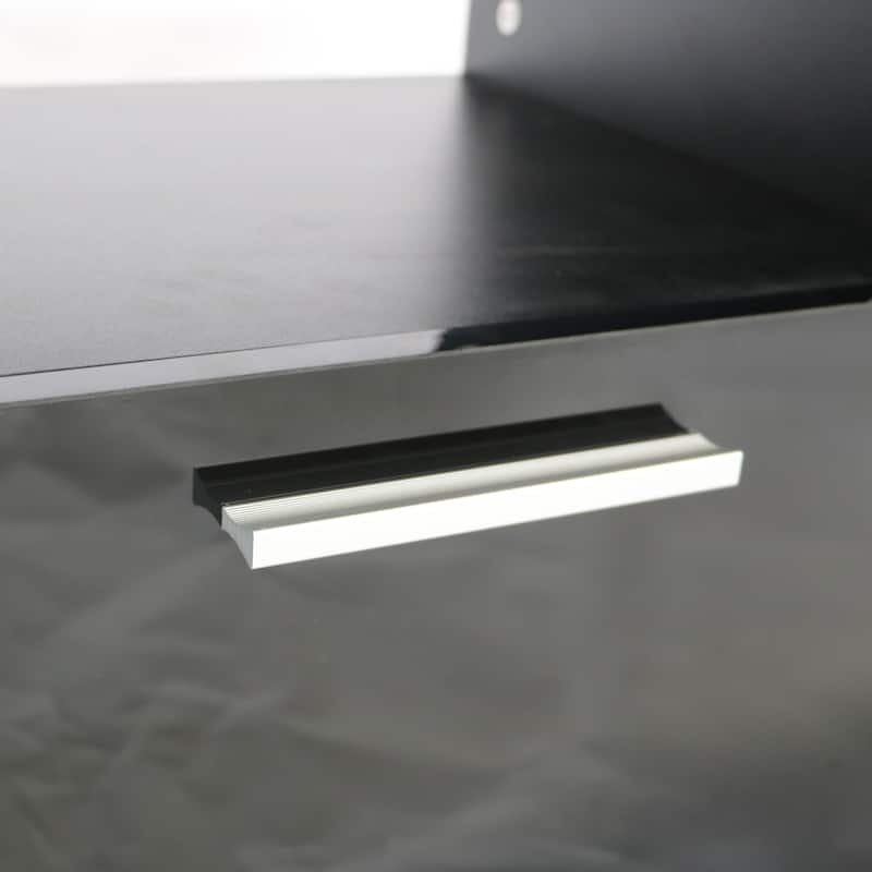 Black 51.18" TV Stand with LED Lights and Toughened Glass Shelf for TVs Up to 55"