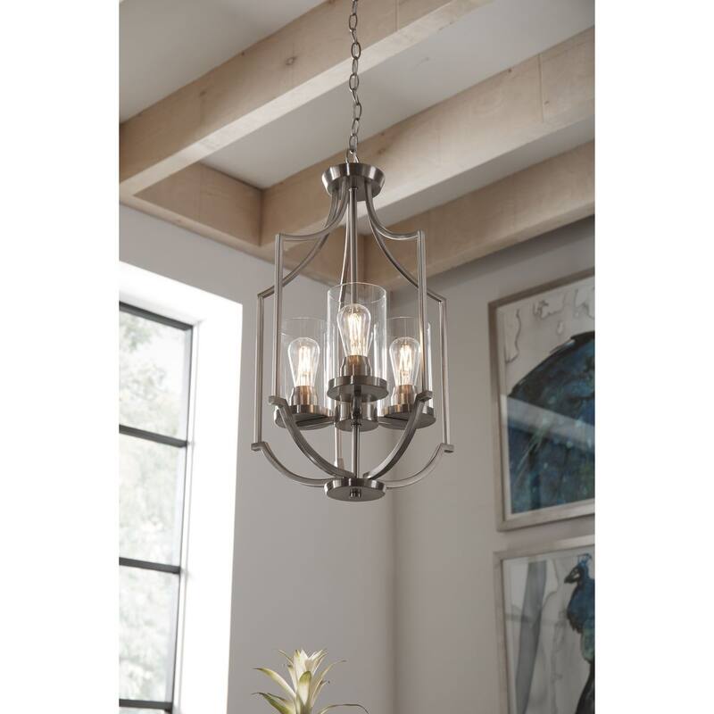 Lassiter Collection Three-Light Brushed Nickel Foyer - 23.200" x 17.000" x 9.000"