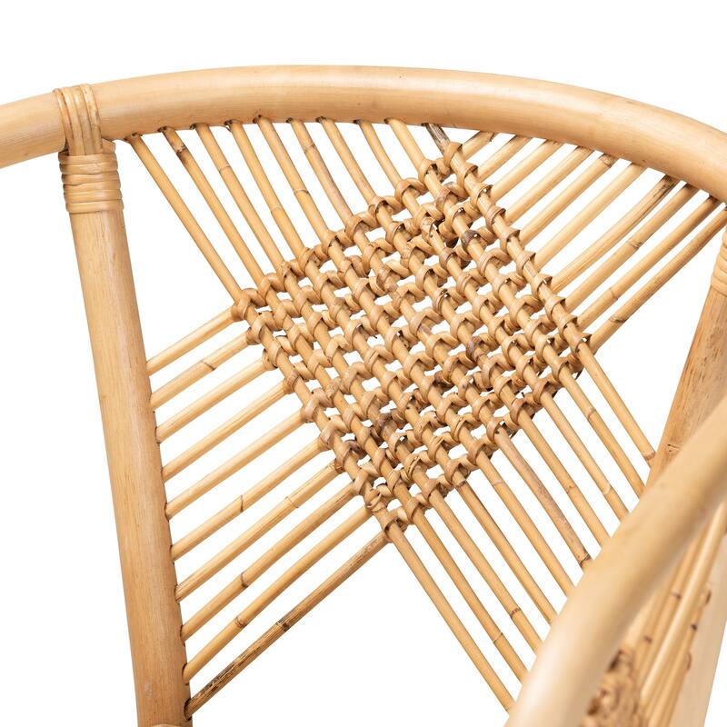 Kagama Modern Bohemian Natural Brown Rattan Dining Chair