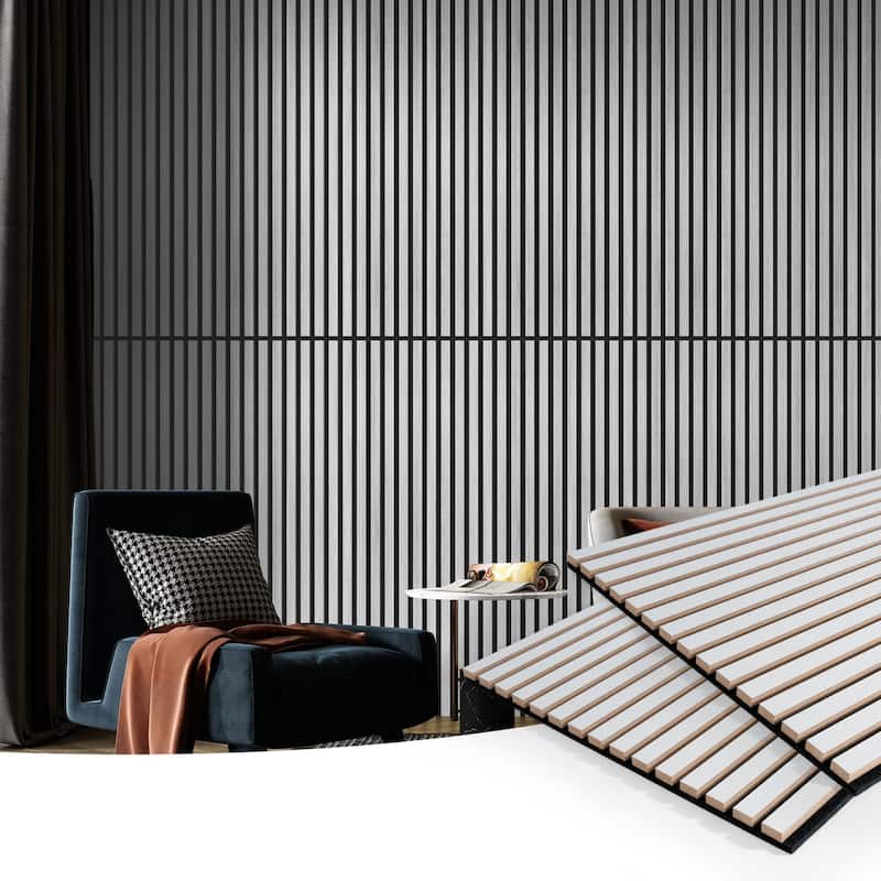 Art3d 23.6in x 47.2in Acoustic Wall Cladding Siding Board,Slat Wall Panels,4pcs - Brushed Silver