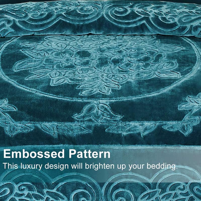 Embossed Floral Bed Blanket 85"x95" - 9lbs