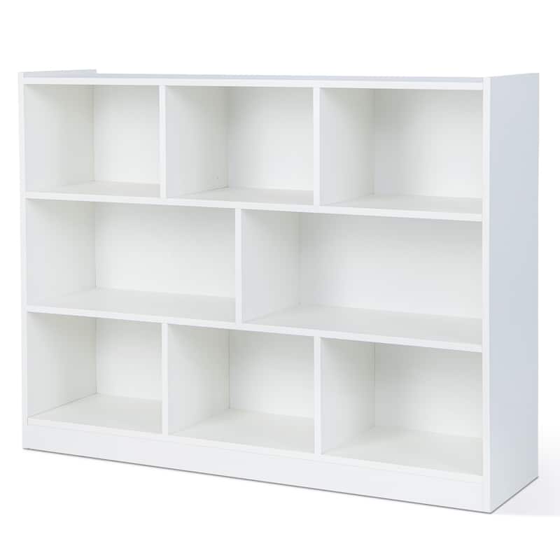 3-Tier Open Bookcase 8-Cube Bookshelf Storage Display Cabinet - White