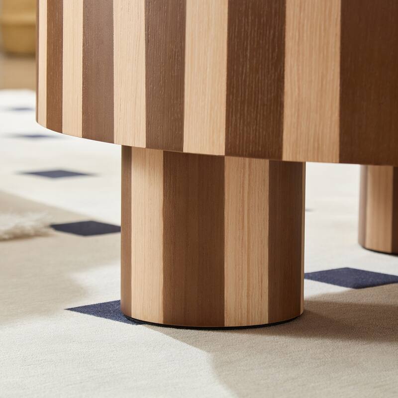 Round Wood Coffee Table - Natural,Walnut