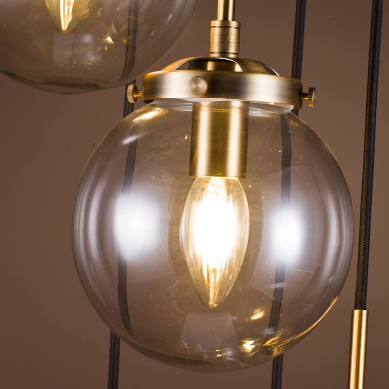 CraftHome 5-Lights Modern Staircase Globe Bubble Glass Linear Chandelier