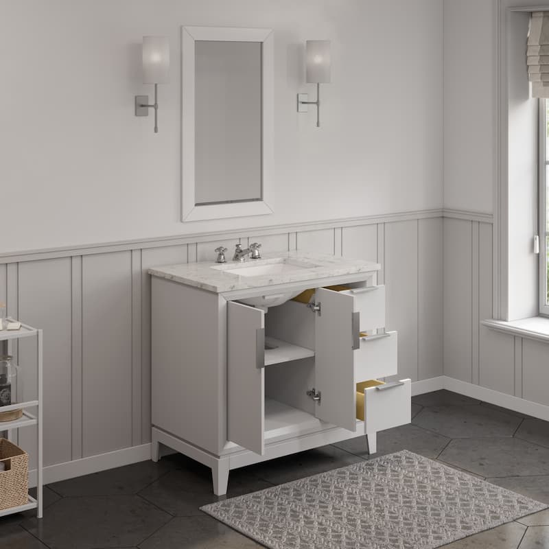 Elizabeth 36" Carrara White Marble Bathroom Vanity With Faucet