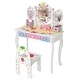 preview thumbnail 6 of 5, 2 in 1 Kids Vanity Set with Mirror Princess Makeup Dressing Table Pink