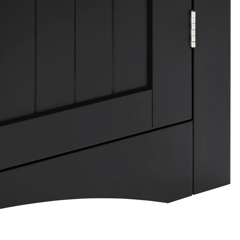 Roomfitters Corner Storage Cabinet with Doors, Free Standing Sideboard Cabinet with Adjustable Shelf for Living Room, Black