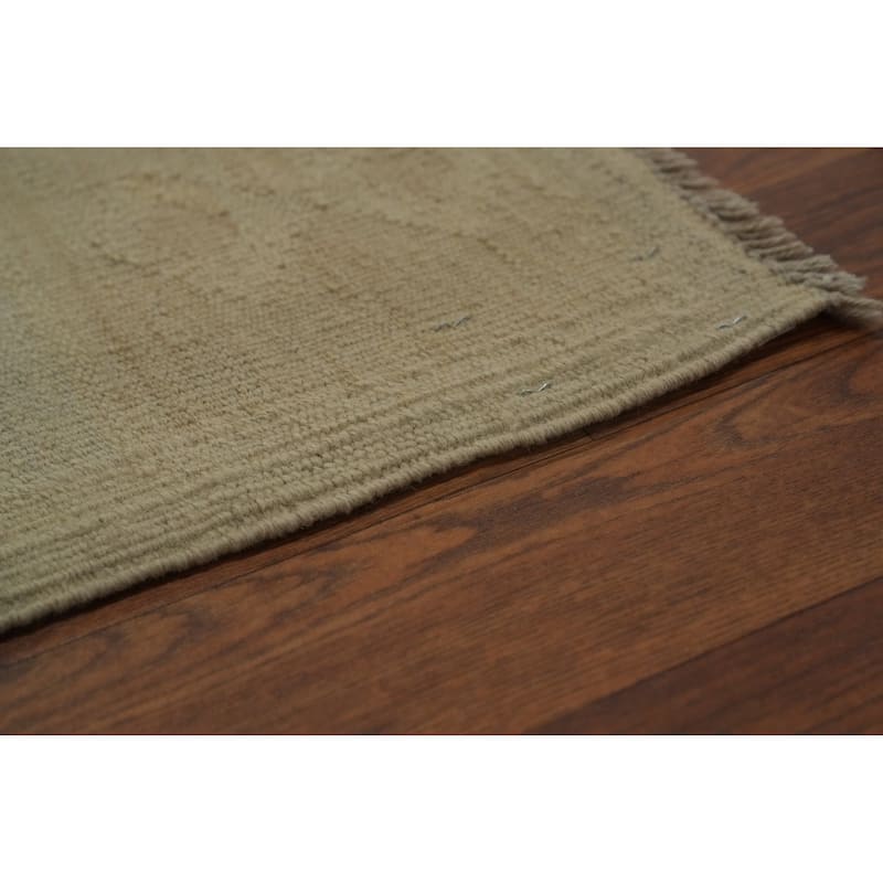 Hand Woven Oriental 100% Wool Carpet Southwestern Tribal Beige & Ivories Kilim Area Rug - 8' 0'' X 4' 9''