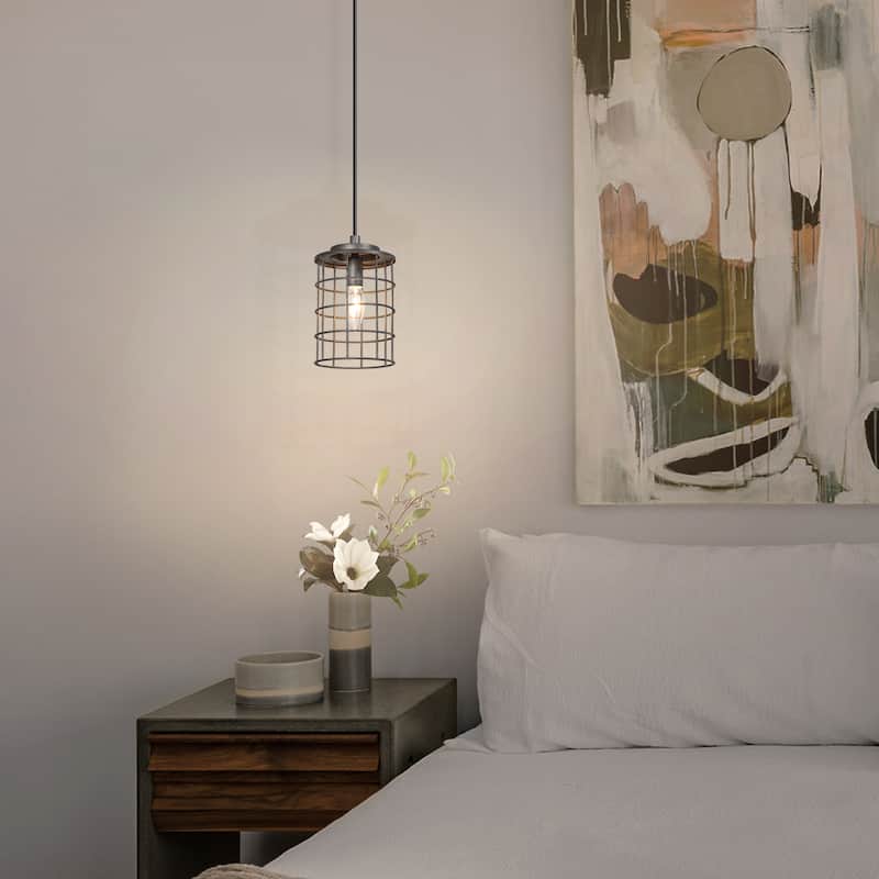 Modern Industrial 1-Light Cage Pendant Lights for Kitchen Island