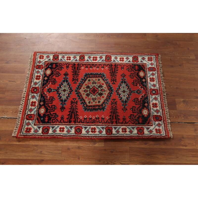 Viss Indian Accent Rug Handmade Wool Carpet - 2'0"x 3'0"