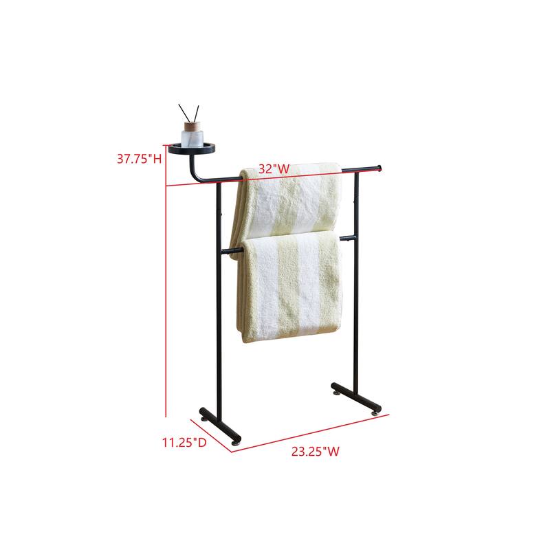 Chase Collection Black Metal & Wood Valet Stand with Storage Tray