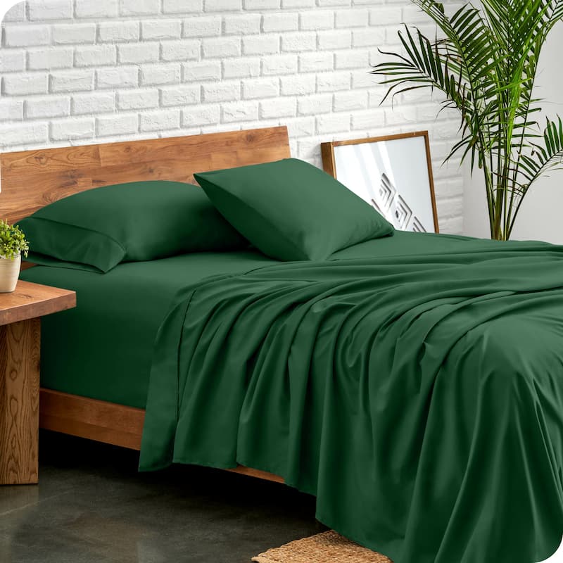 Bare Home Double Brushed Deep Pocket Sheet Set - Queen - Forest Green