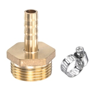 Brass Hose Barb Fittings Straight Thread Pipe Connector with Stainless ...