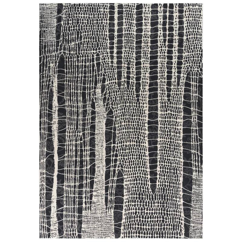 Alora Decor Spring Black, Grey, and White Croc Print Modern Rug