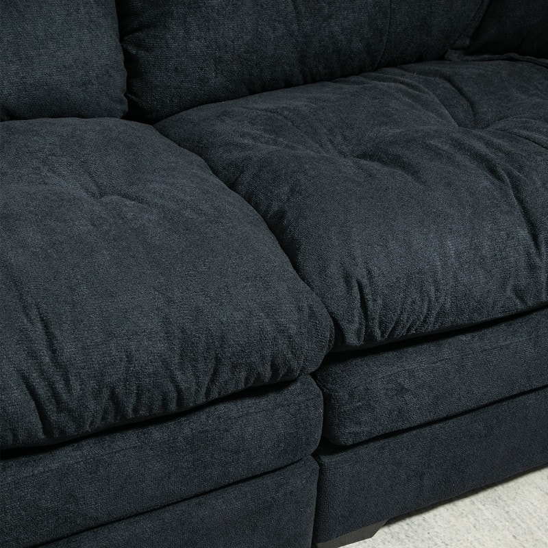 84" Chenille Loveseat Sofa with Memory Foam&Pocket Springs, Deep Seat Couch with 2 Throw Pillows