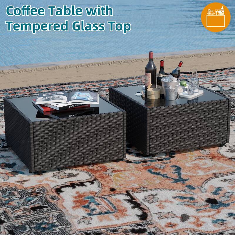 10-Piece Sectional Seating Group with Cushion, Wicker Sectional Sofa