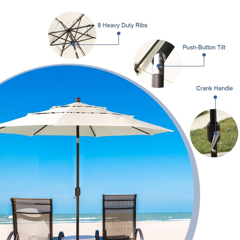 Aoodor Patio Umbrella 10 ft. for Dining Table Outdoor Market Yard Use 3 Tier Ventilation (Umbrella only)