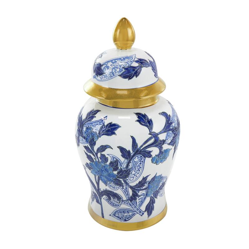 Blue Ceramic Floral Decorative Jars