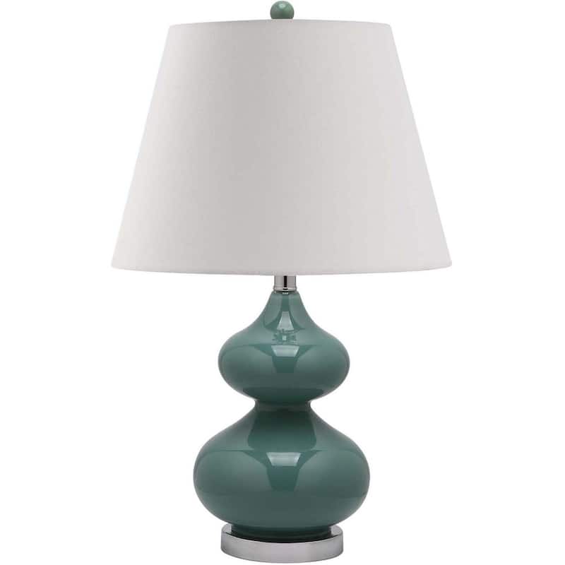 SAFAVIEH Lighting Kimberely 24-inch Double Gourd Glass White Table Lamp (Set of 2) - 14"x14"x24" - 14Wx14Dx24H