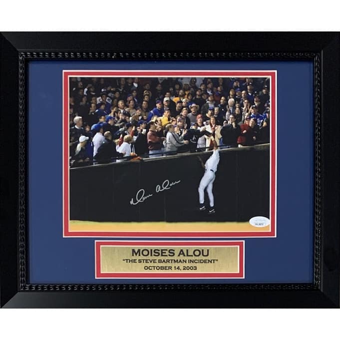 Moises Alou Autographed Chicago Cubs Steve Bartman Signed 8x10 Baseball Framed Photo JSA COA - 8'6" x 11'6"