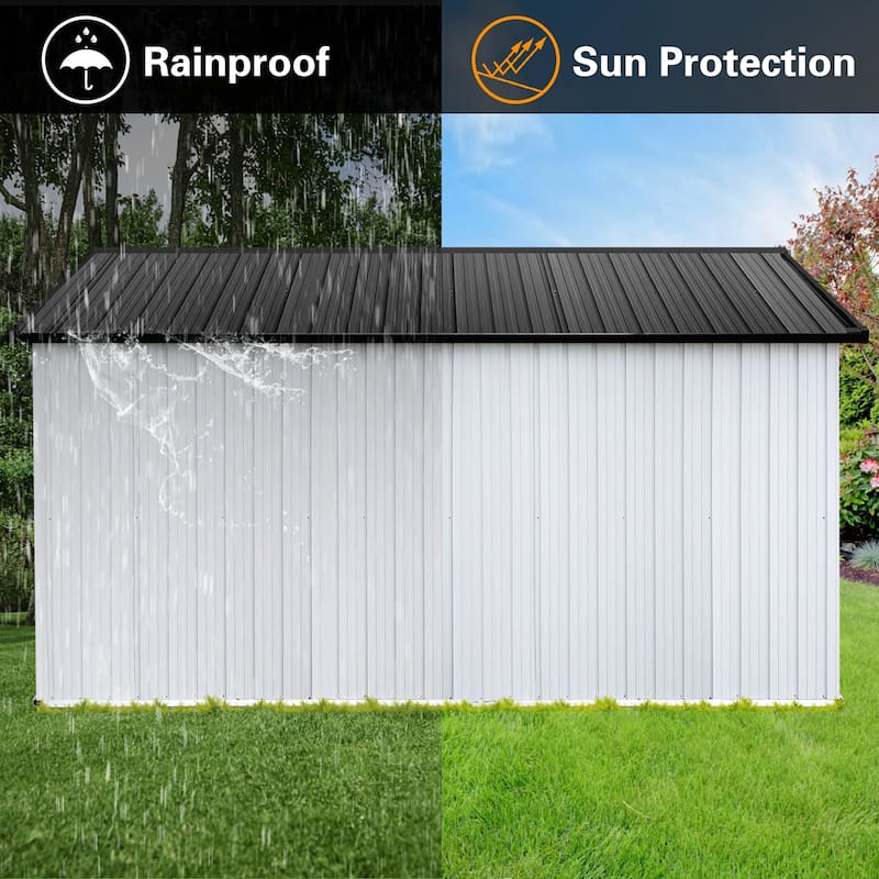 Outdoor 12 x 10 ft. Metal Storage Shed with Window and Vents and Hinged Door and Padlock