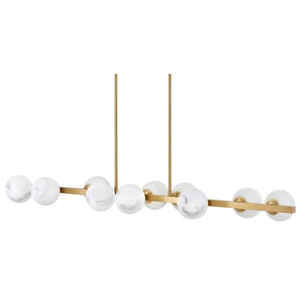 slide 2 of 11, Fredrick Ramond 41906 Selene 10 Light 55" Wide Linear Chandelier Lacquered Brass