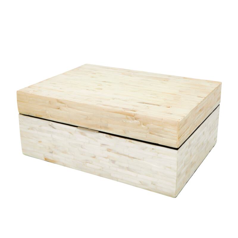 Mother of Pearl Handmade Geometric Box with Hinged Lid (Set of 2)